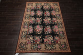 6x9 Black, Brown, Beige Color Hand Woven Aubusson Needlepoint Wool Traditional Oriental Rug